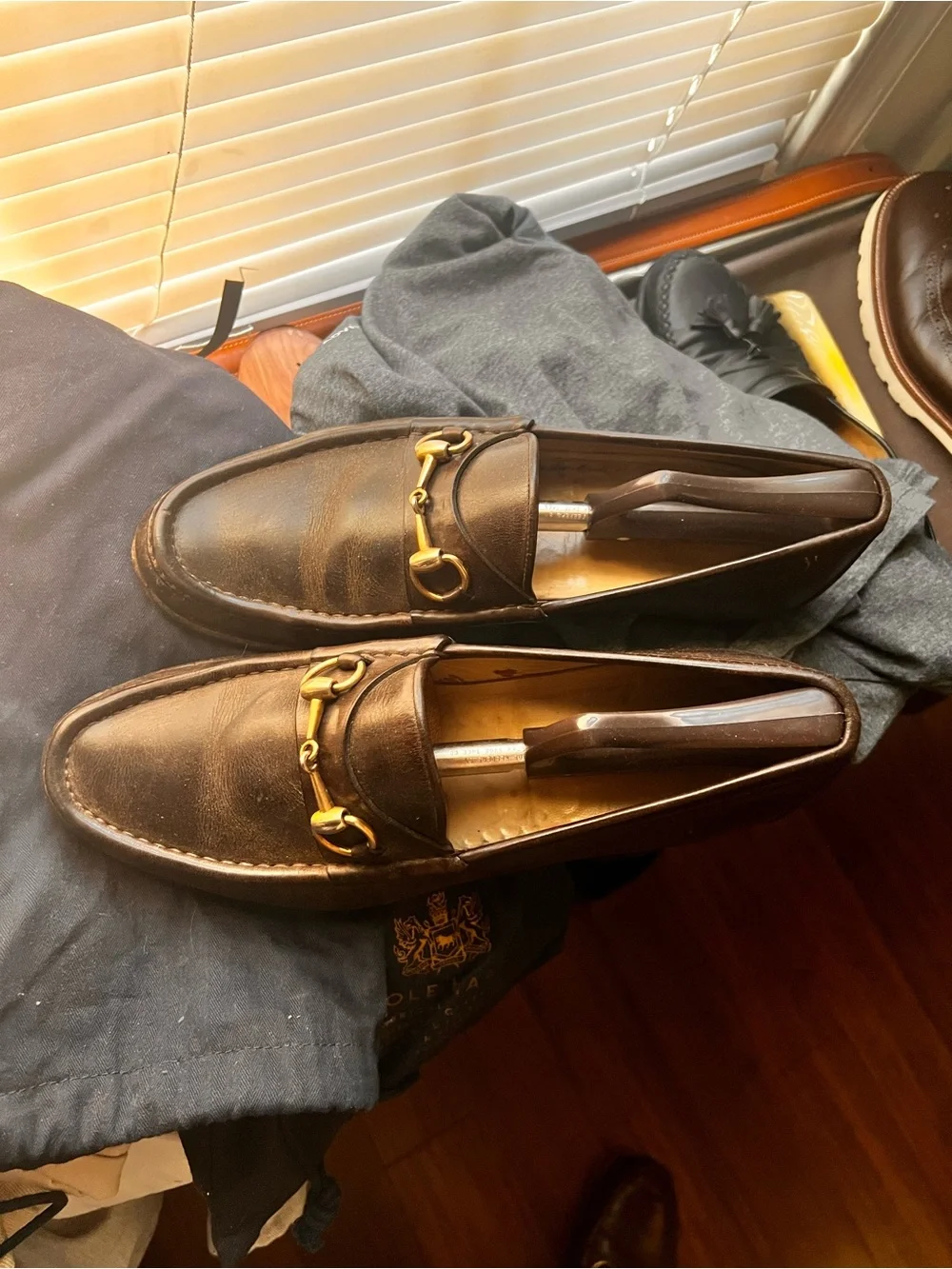 Gucci Dark Brown Leather Horsebit Slip-On Loafers